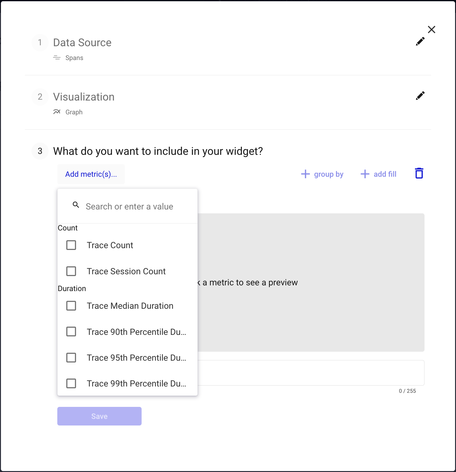 Span metric options